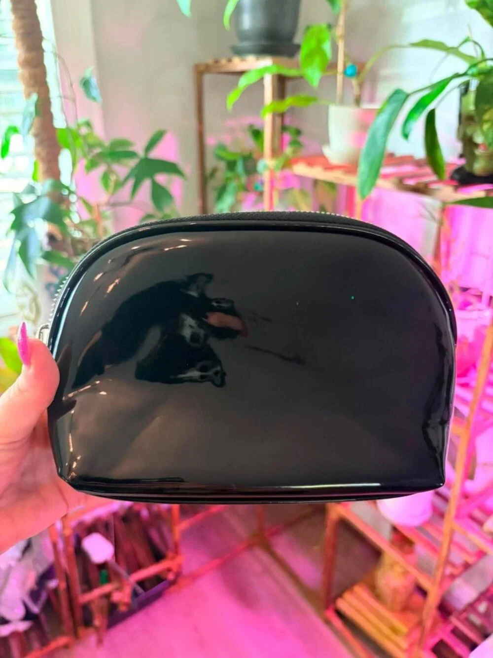Dolls Kill Black Patent Cosmetic Bag | Gothic Makeup Pouch